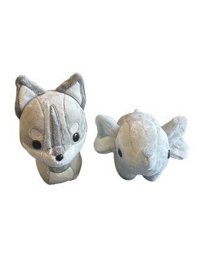 Mini Bellzi Wolf & Elephant Plush Stuffed Animals Gray